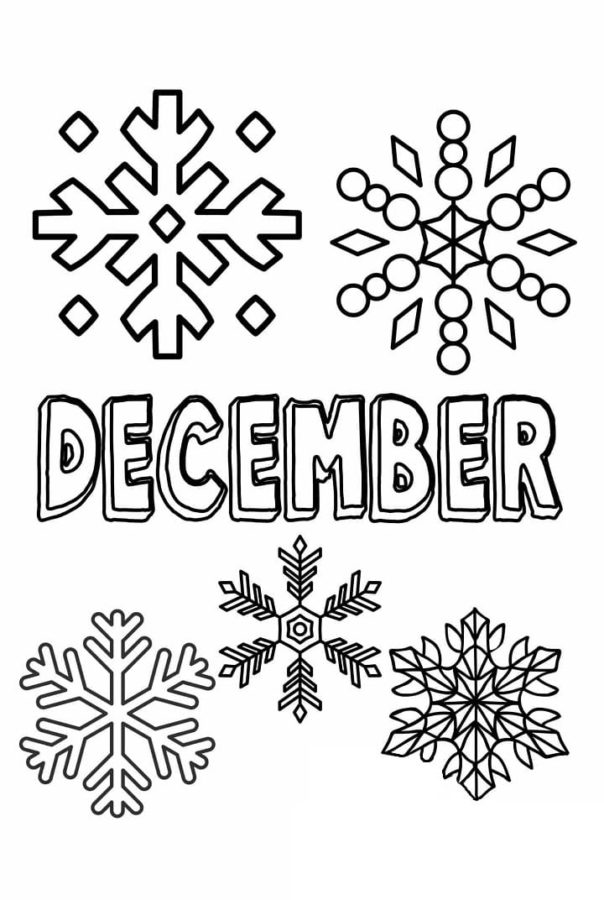 Snowflakes welcome December coloring page - Drukuj-Kolorowanki.pl